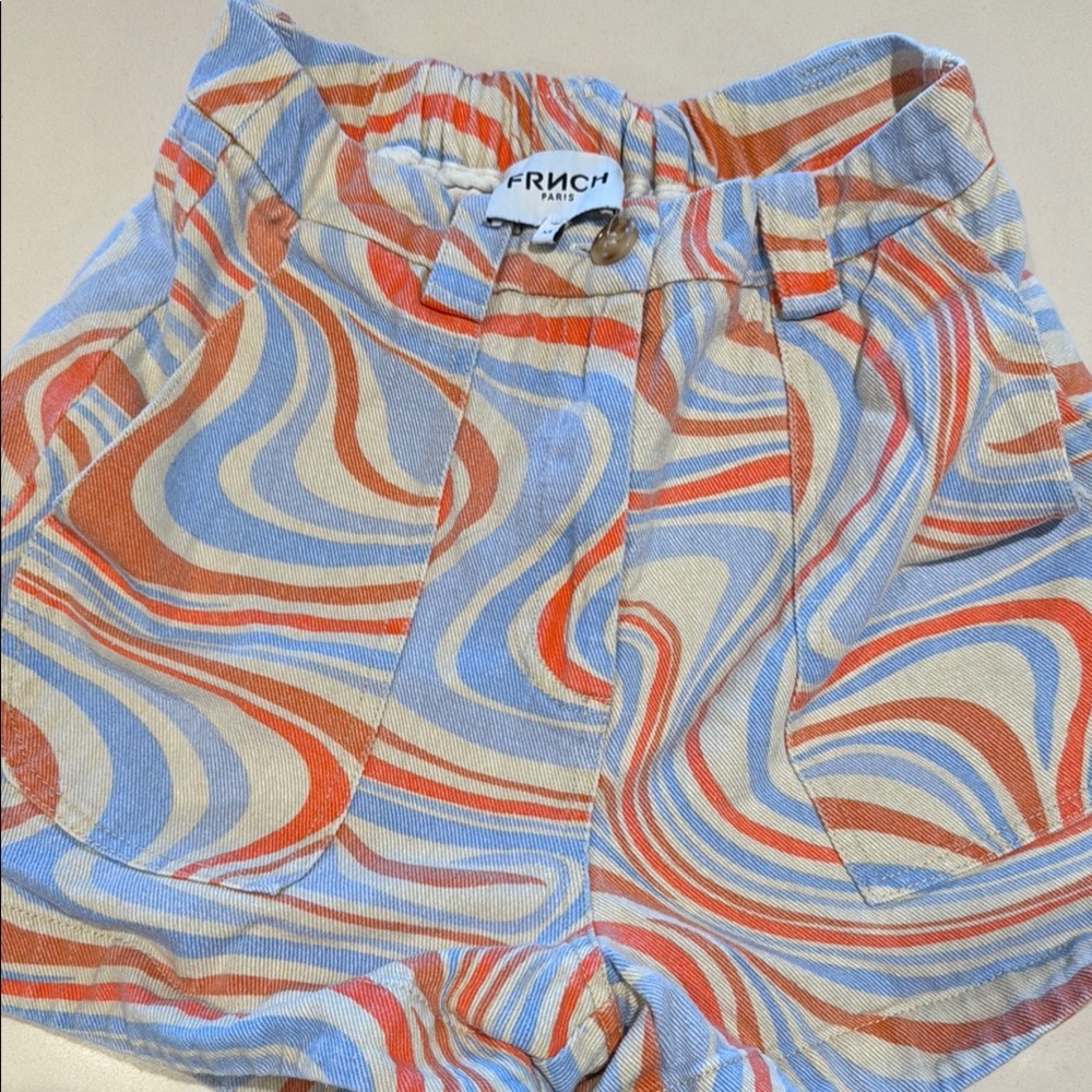 FRNCH paris Women's Swirl Patterned Shorts - Blue and Orange size XS